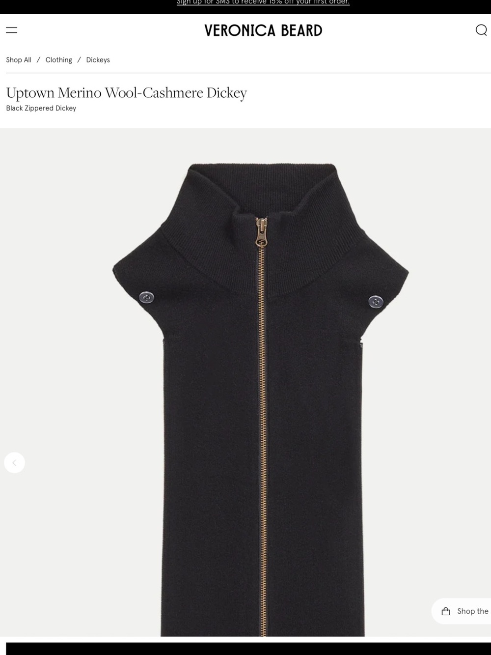 VERONICA BEARD Dickey with Cuffs in Black